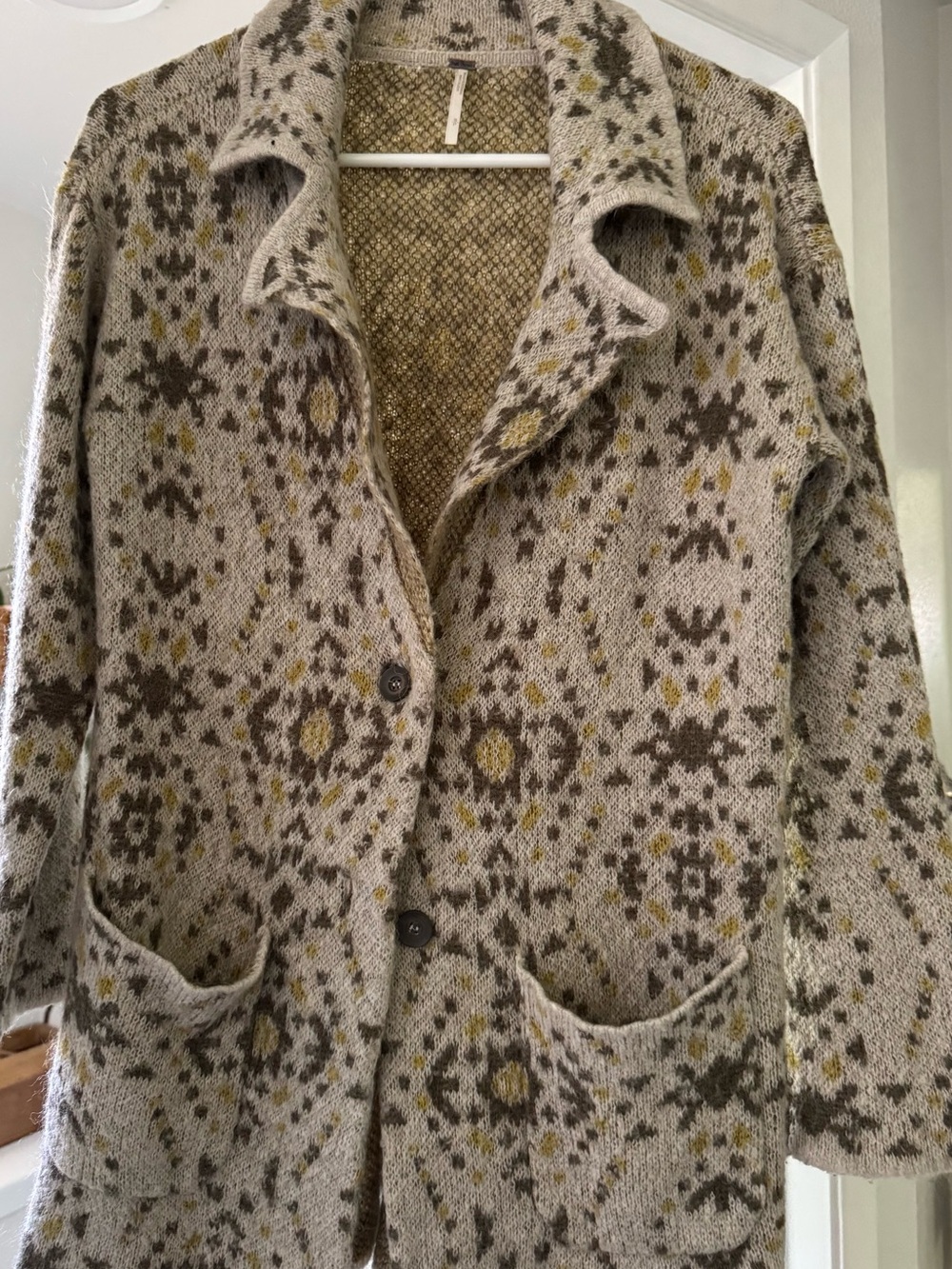 Free people Sweater Cardigan with Olive Pattern